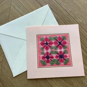 Biglietto d'auguri vintage e busta - Rosa