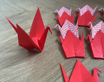 25 pcs Origami crane decor, ornaments - Red