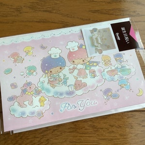 Tarjeta de cumpleaños Pop Up Little Twin Stars y sobre, Sanrio, fabricada en Japón