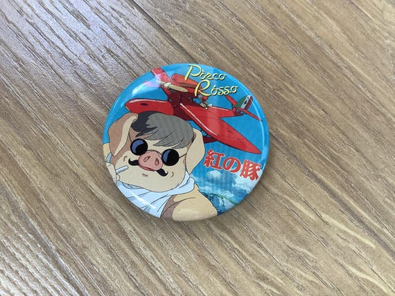 Vintage Porco Rosso pins, pinback button, button Badge, Studio Ghibli