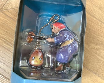 Vintage Sophie and Calcifer, Howl's Moving Castle keychain, Studio Ghibli