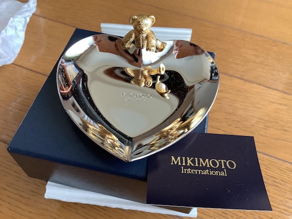 Vintage MIKIMOTO Jewelry Dish With Genuin Pearl, 9.5 X 6 X 2.5 Cm