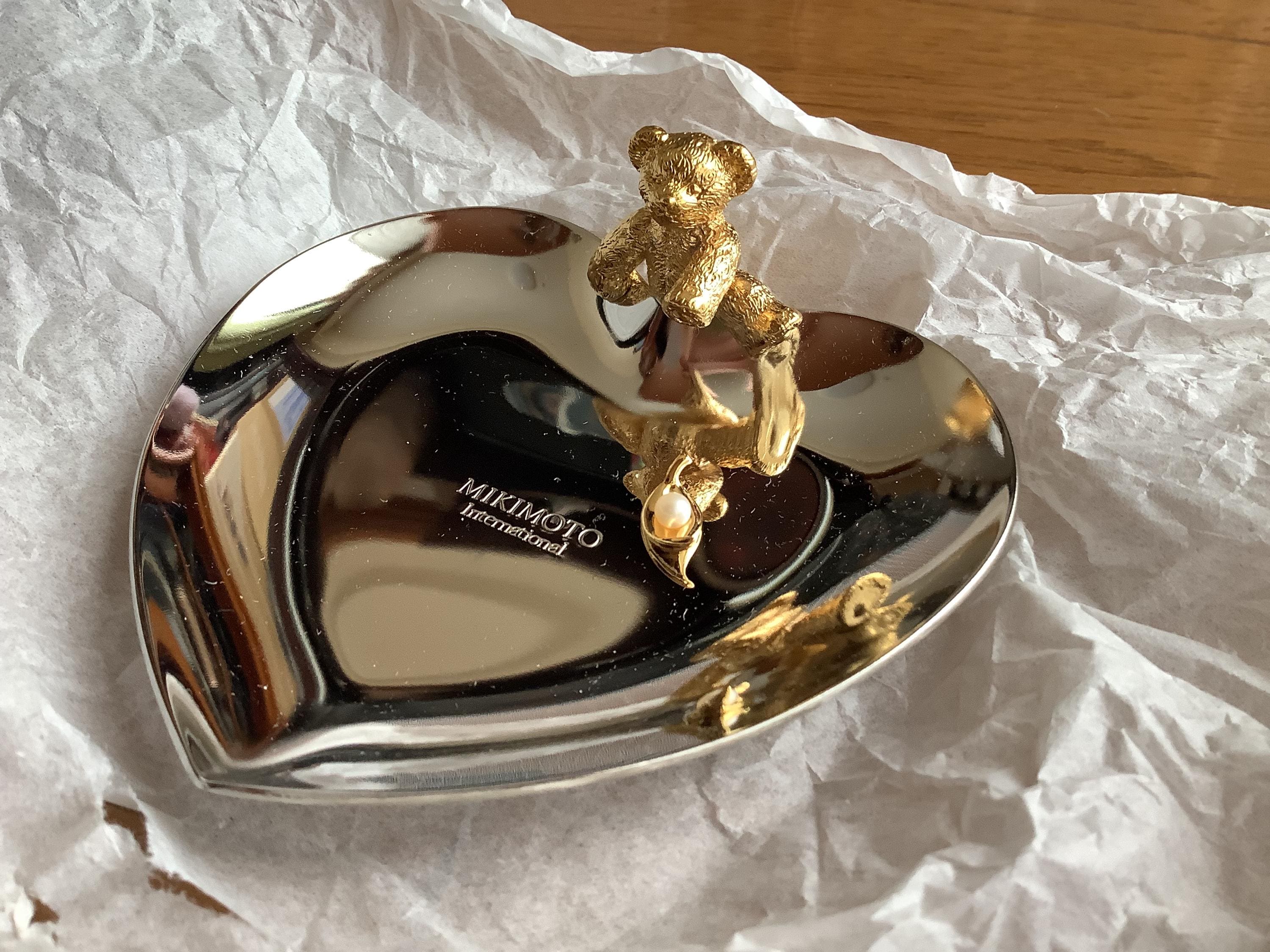 Vintage MIKIMOTO Jewelry Dish With Genuin Pearl, 9.5 X 6 X 2.5 Cm