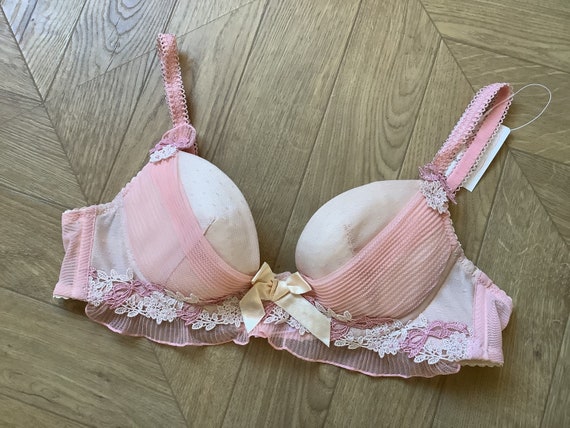 Vintage New Pink Push-up Lace Bra, 75BJP, 34B US, UK 