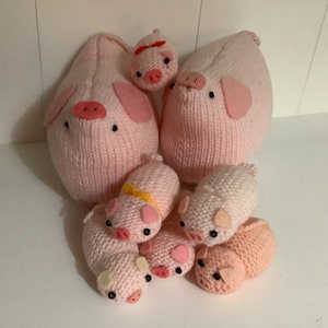 Vintage Handmade Piggy family Stuffed toys, plush toys, stuffed animals, stuffies, plushies