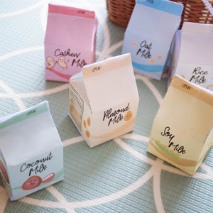 Cibo da gioco in cartone del latte vegano a base vegetale stampabile