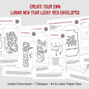 Lucky red envelope printables for Lunar New Year *2025 UPDATED with Year Of The Snake*