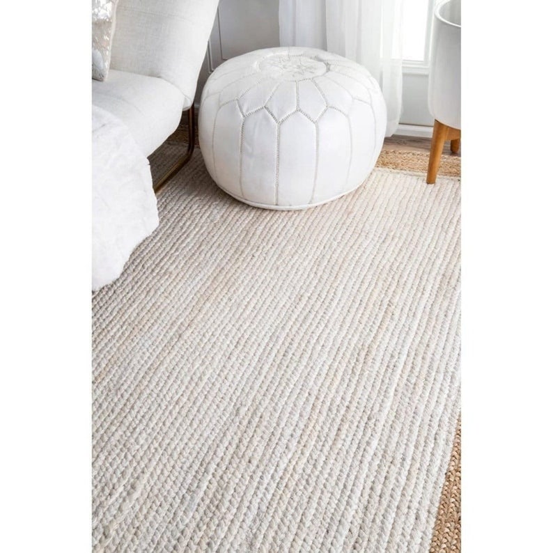 Natural jute Area rug large area rug living area rug modern area rug white jute rug Unique jute rug image 5