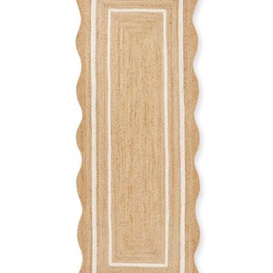 Alfombra de yute Runner Alfombra de corredor festoneada, Alfombra de vieira Boho, Alfombra de yute natural, Alfombra de yute festoneada, Alfombra de vieira de yute Sisal Runner Alfombra personalizada imagen 3