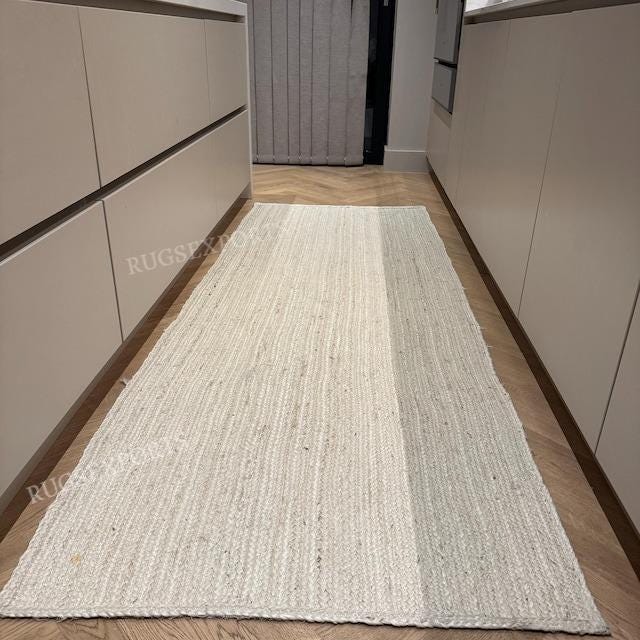 Off White Jute Area Rug - Ivory Beige Rug Natural Jute Runner, Custom Size Rug , For Hallway Entry Wat Kitchen Laundry Boho Decor Rug runner