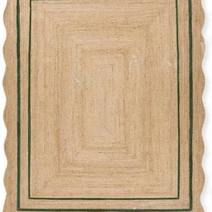 Kammusslig matta - Kammusslig jutematta, kammusslig jutematta, kammusslig matta, boho-inredning, kammusslig löparmatta, jute kammusslig matta, specialanpassad matta green
