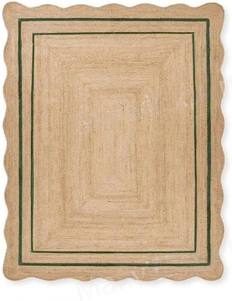 Kammusslig matta - Kammusslig jutematta, kammusslig jutematta, kammusslig matta, boho-inredning, kammusslig löparmatta, jute kammusslig matta, specialanpassad matta green