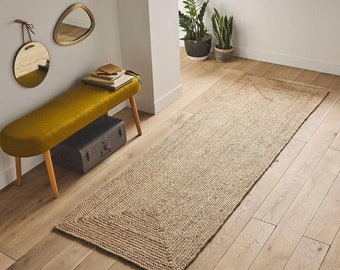 Tapis de passage en jute naturel - Tapis tressé Tapis en jute bohème Tapis en jute, tapis déco bohème, carpette en jute, tapis carré en jute, tapis sur mesure