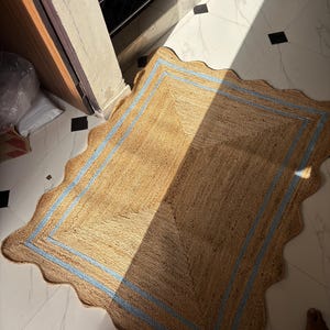 Jute Rug- Scalloped Rug, Jute Scalloped Rug, Bohemian Scallop Rug, Natural Jute Area Rug, Jute Rug Rectangular, Jute Scallop Rug, Custom Rug