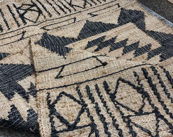 Natural Cotton Jute Rugs Ivory High Quality Hand Woven Premium Quality Boho Style Rug Use for on Both Sides