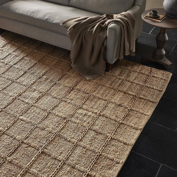 Handwoven Hemp Rug Dhurrie, Natural Jute Hemp Hand Braided Rug, Hemp Jute Rug, Jute Bed Side Rug, Jute Area Runner, Traditional, Natural