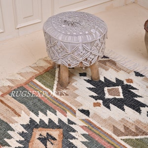 5x7 8x10 Handgefertigt Flachgewebe Multicolor Teppich Natürliche Jute Blume Baumwolle Hanf Teppich Große Bodenfläche Kilim Dhurrie Teppich Home Living Dekorative