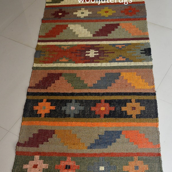 2x6,2x10,2x16,2x20,2x30 ft corredor de yute de lana, alfombra de yute kilim, alfombra de corredor vintage, alfombra kilim turca, alfombra de pasillo, corredor de yute, alfombra de área, alfombra de trapo