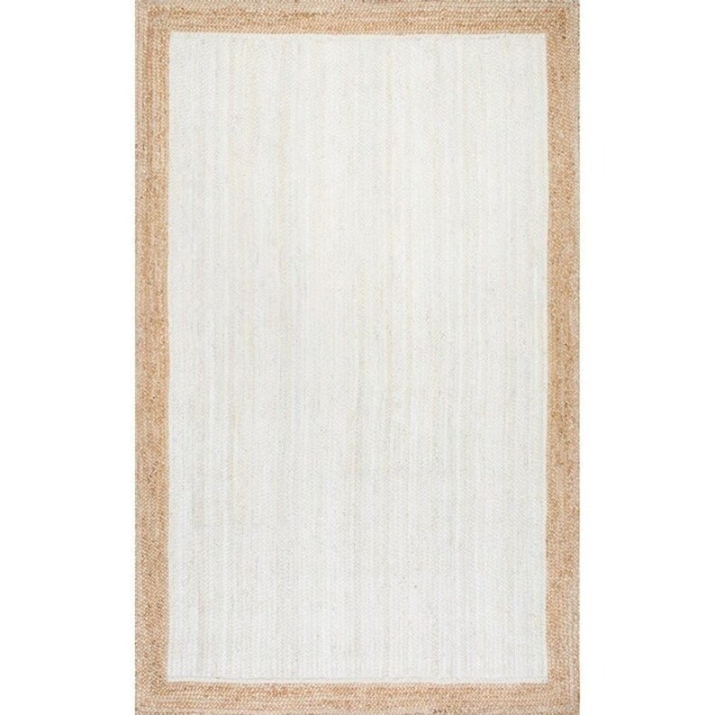 Natural jute Area rug large area rug living area rug modern area rug white jute rug Unique jute rug image 3