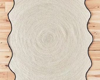 Alfombra de yute boho blanco natural, alfombra de área de yute blanco, alfombra beige marfil, alfombra de tamaño personalizado, alfombra tejida a mano india, alfombra boho, alfombra grande blanca