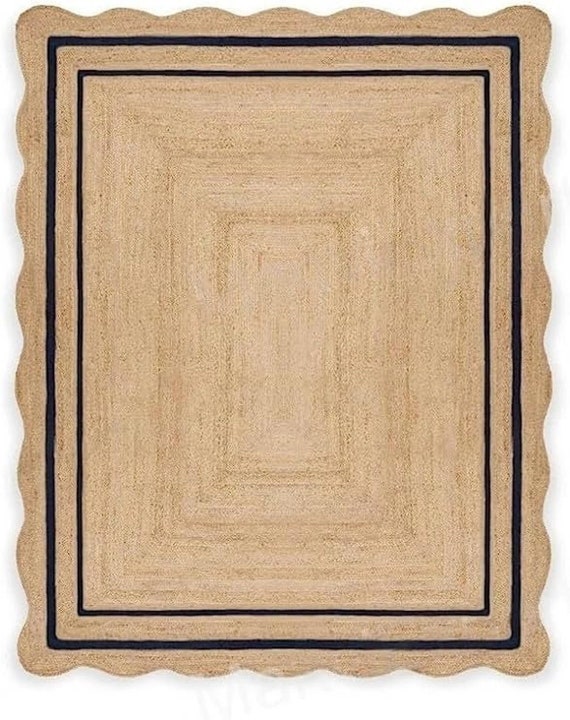 Scallop Rug- Scalloped Jute Rug, Jute Scalloped Rug, Scalloped Rug, Area Rug, Boho Decor, Scalloped Runner Rug, Jute Scallop Rug, Custom Rug