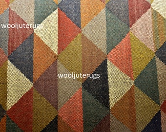 2x10,2x18,2x20,2x30 ft wool jute runner, Handmade Kilim Rug, Jute Rug, wool rug, Kilim Dhurrie, traditional Indian, Custom Rugs,bohemian rug