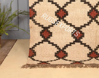 4 x 6, 8 x 10, 9 x 12 pi, laine et jute, kilim, tissé à la main, laine et jute, fait main, kilim dhurrie, navajo, kilim, indien traditionnel