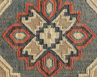 8x10, alfombra Kilim de yute de lana de 9x12 pies, alfombra de yute de lana tejida a mano, alfombra de tejido plano, alfombra boho, alfombra india Dhurrie, alfombra Navajo Kilim, alfombra personalizada