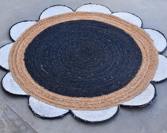 Alfombra redonda de yute tejida a mano: alfombra trenzada de fibra natural