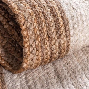 Alfombra de yute natural, alfombra de área grande, alfombra de área moderna, alfombra de yute blanca, alfombra de yute única imagen 4