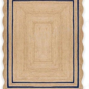 Kammusslig matta - Kammusslig jutematta, kammusslig jutematta, kammusslig matta, boho-inredning, kammusslig löparmatta, jute kammusslig matta, specialanpassad matta blue