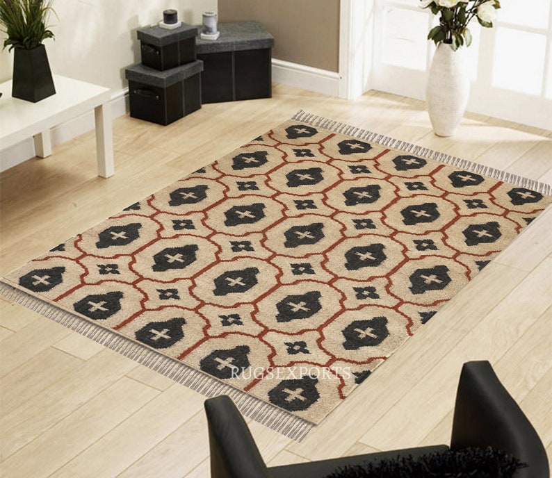 Wool Jute Rug/ Modern Interior/ Home Décor /anti Slippery Handmade Rug