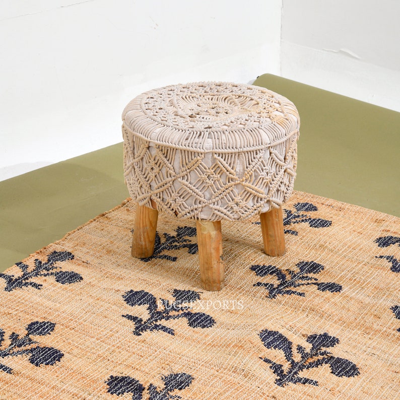 Indian Handmade Cotton Jute Rug Every Color Pattern Rug Vintage Jute