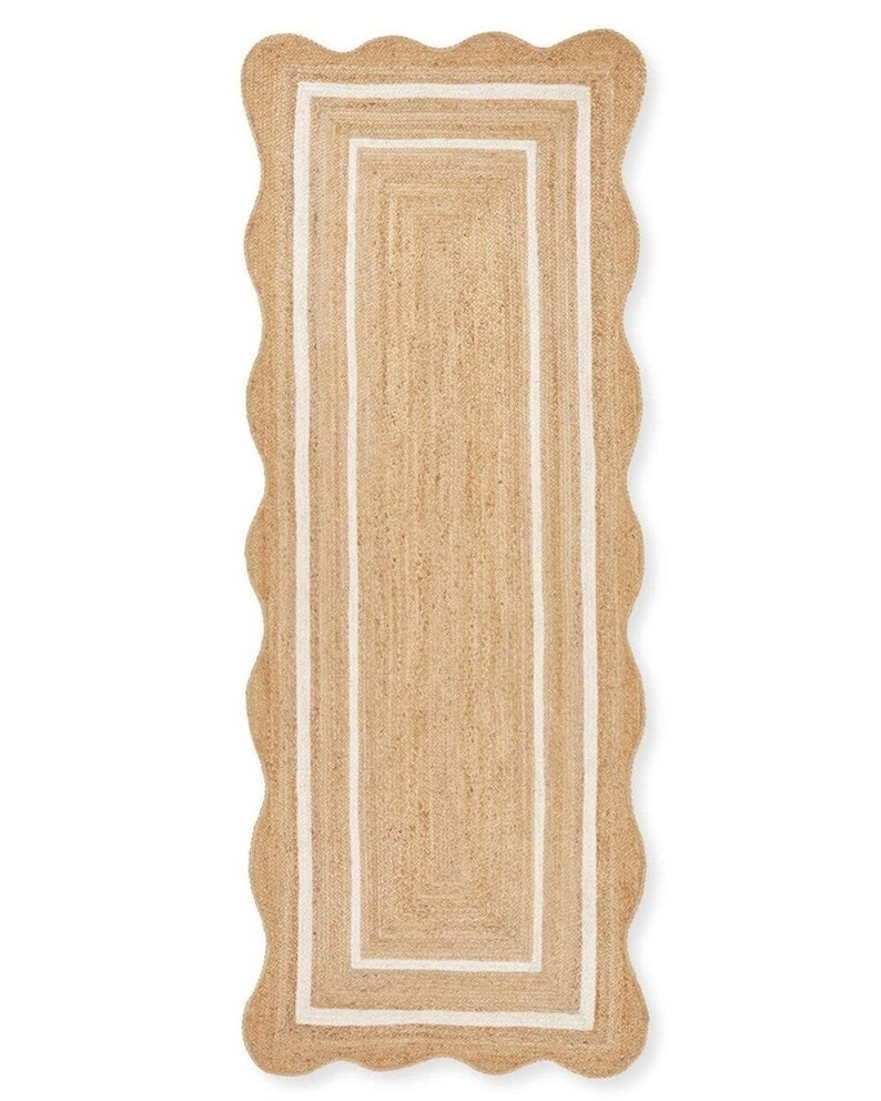 Kammusslig matta - Kammusslig jutematta, kammusslig jutematta, kammusslig matta, boho-inredning, kammusslig löparmatta, jute kammusslig matta, specialanpassad matta bild 6