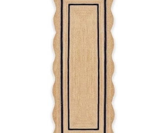 Alfombra festoneada - Alfombra de yute festoneada, alfombra festoneada de yute, alfombra festoneada, alfombra de área, decoración bohemia, alfombra festoneada de corredor, alfombra festoneada de yute, alfombra personalizada