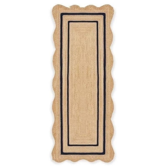 Scallop Rug- Scalloped Jute Rug, Jute Scalloped Rug, Scalloped Rug, Area Rug, Boho Decor, Scalloped Runner Rug, Jute Scallop Rug, Custom Rug
