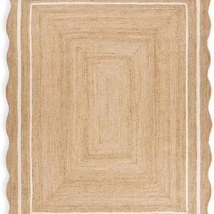 Kammusslig matta - Kammusslig jutematta, kammusslig jutematta, kammusslig matta, boho-inredning, kammusslig löparmatta, jute kammusslig matta, specialanpassad matta White