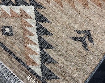8 x 10 9 x 12 ft natuurlijke bloemen katoenen jute tapijt, modern handgemaakt jute tapijt, boho interieur tapijt, katoenen hennep tapijt, aangepast formaat tapijt, buitentapijt