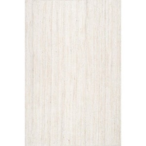 Alfombra de yute boho blanco natural, alfombra de área de yute blanco, alfombra beige marfil, alfombra de tamaño personalizado, alfombra tejida a mano india, alfombra boho, alfombra grande blanca, imagen 5
