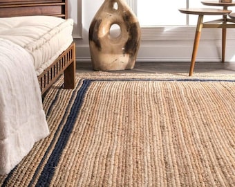 Natural Jute Braided Handmade Natural Jute Rectangle Rug Eco Friendly Pure Vegan Living Room Jute rug area rug Jute rug Warm Rug