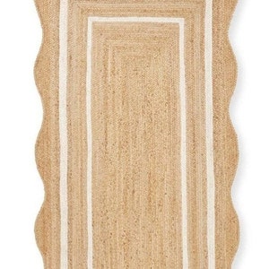 Alfombra de yute Runner Alfombra de corredor festoneada, Alfombra de vieira Boho, Alfombra de yute natural, Alfombra de yute festoneada, Alfombra de vieira de yute Sisal Runner Alfombra personalizada imagen 6