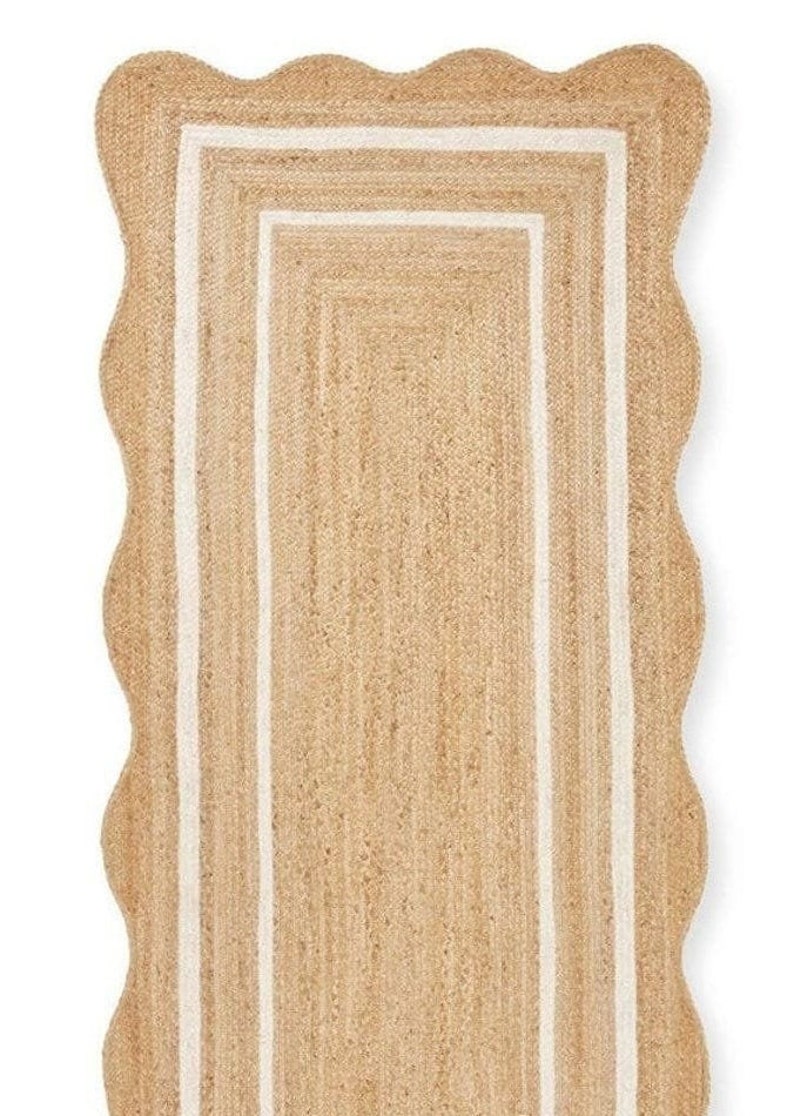 Alfombra de yute Runner Alfombra de corredor festoneada, Alfombra de vieira Boho, Alfombra de yute natural, Alfombra de yute festoneada, Alfombra de vieira de yute Sisal Runner Alfombra personalizada imagen 6