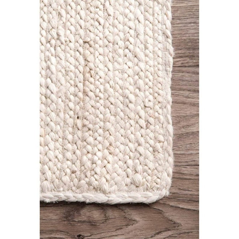 Tapis boho en jute blanc naturel, tapis en jute blanc cassé, tapis beige ivoire, tapis sur mesure, tapis indien tissé à la main, tapis bohème, grand tapis blanc, image 6