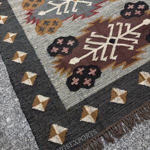 Handgewebter Kelim Teppich, Wollteppich, Kelimteppich, Kelimteppich, Kelim Teppich, Flachgewebe Teppich, Kelimteppich, Indisch