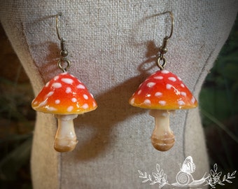 Amantia Muscaria Mushroom Earrings