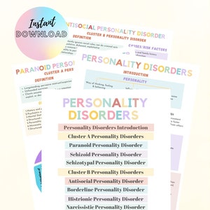 Personality Disorders Nursing Study Notes, Digital Download Psychiatric Nursing, Mental Health Notes, Antisocial, Borderline, Narcissistic