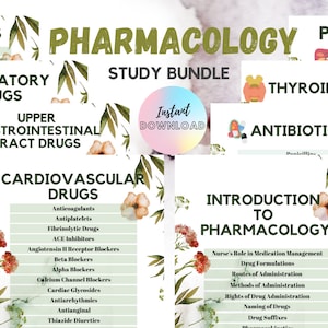 Pharmacology Notes Bundle, Study Guide, Pharmacology Digital Download, 110 pages, Nursing study notes, Review Notes, Nursing Cheat Sheet