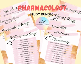 Pharmacology Bundle, Pharmacology study notes, 110 pages, Nursing study notes, Review Notes, Digital download, Pharmacology template