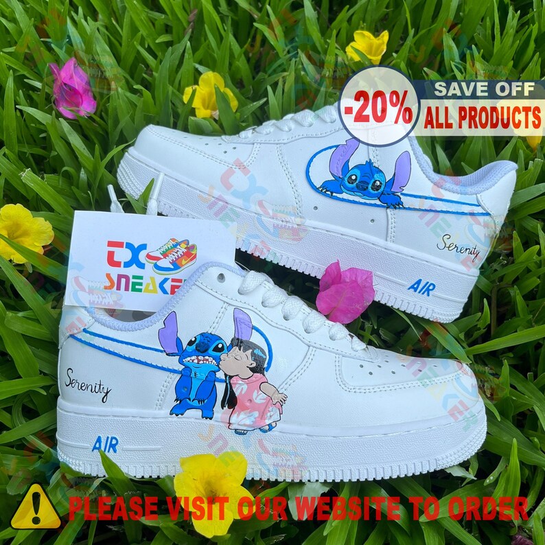 Custom Shoes Air Force 1, Cute Stitch Custom Shoes, Women Hand Painted Sneaker Etsy