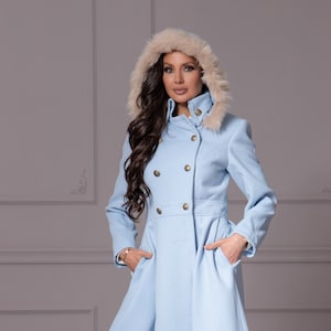 Baby blue long jacket best sale